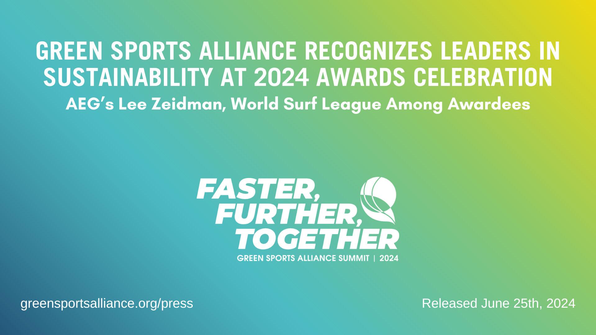Green Sports Alliance Recognizes Leaders in Sustainability at 2024 Awards Celebration