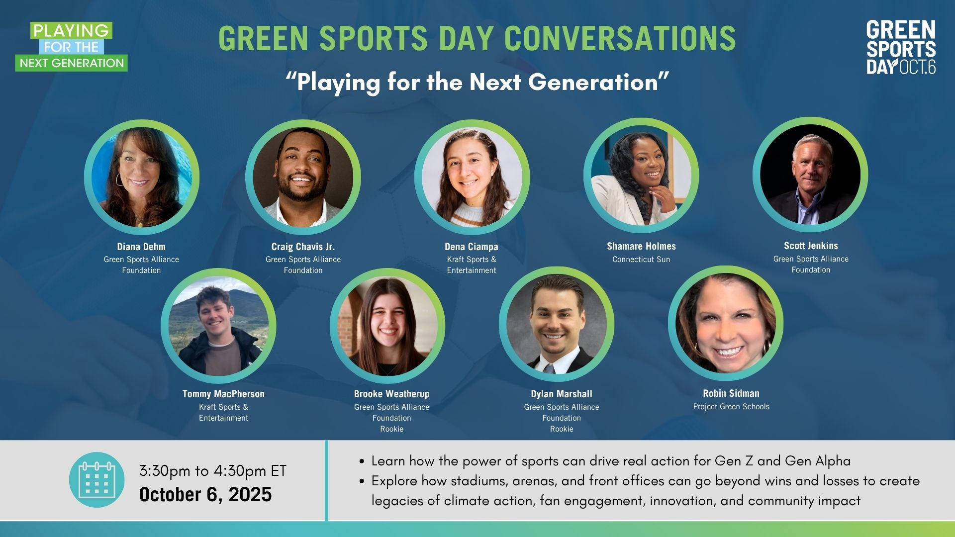 Green Sports Day Conversation: Playing for the Next Generation - Huddle with the Green Sports Alliance Foundation