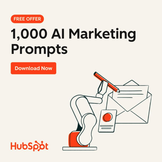 HubSpot free offer for 1,000 A Marketing Prompts