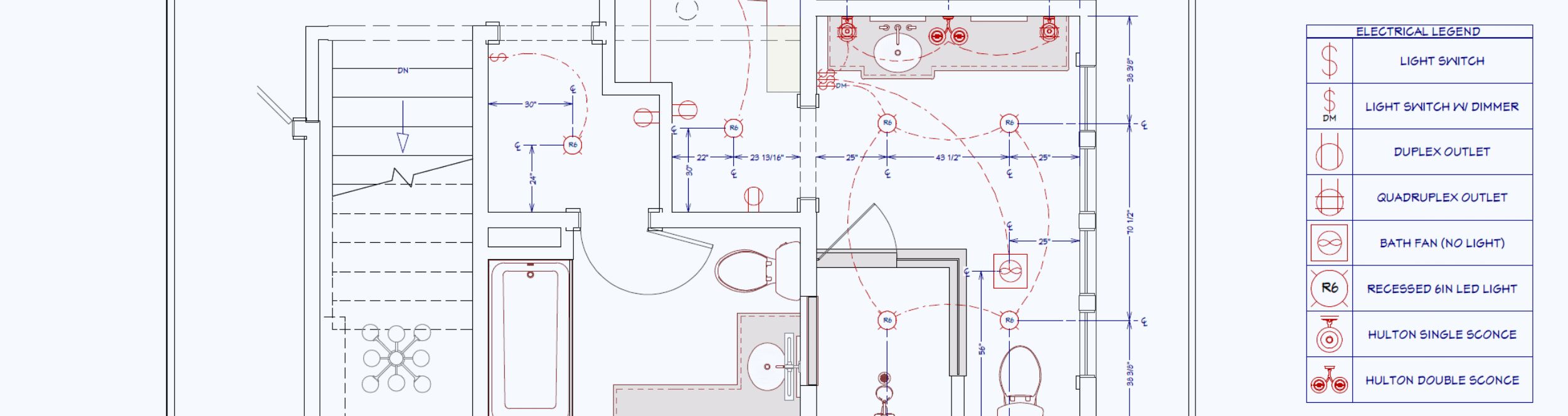 Primary bathroom electrical plan