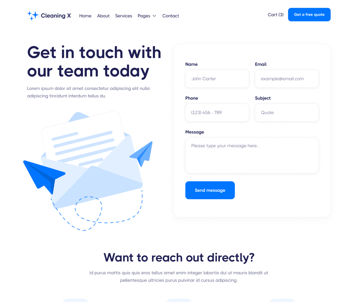 Cleaning X - Contact page - Cleaning Services Webflow Template