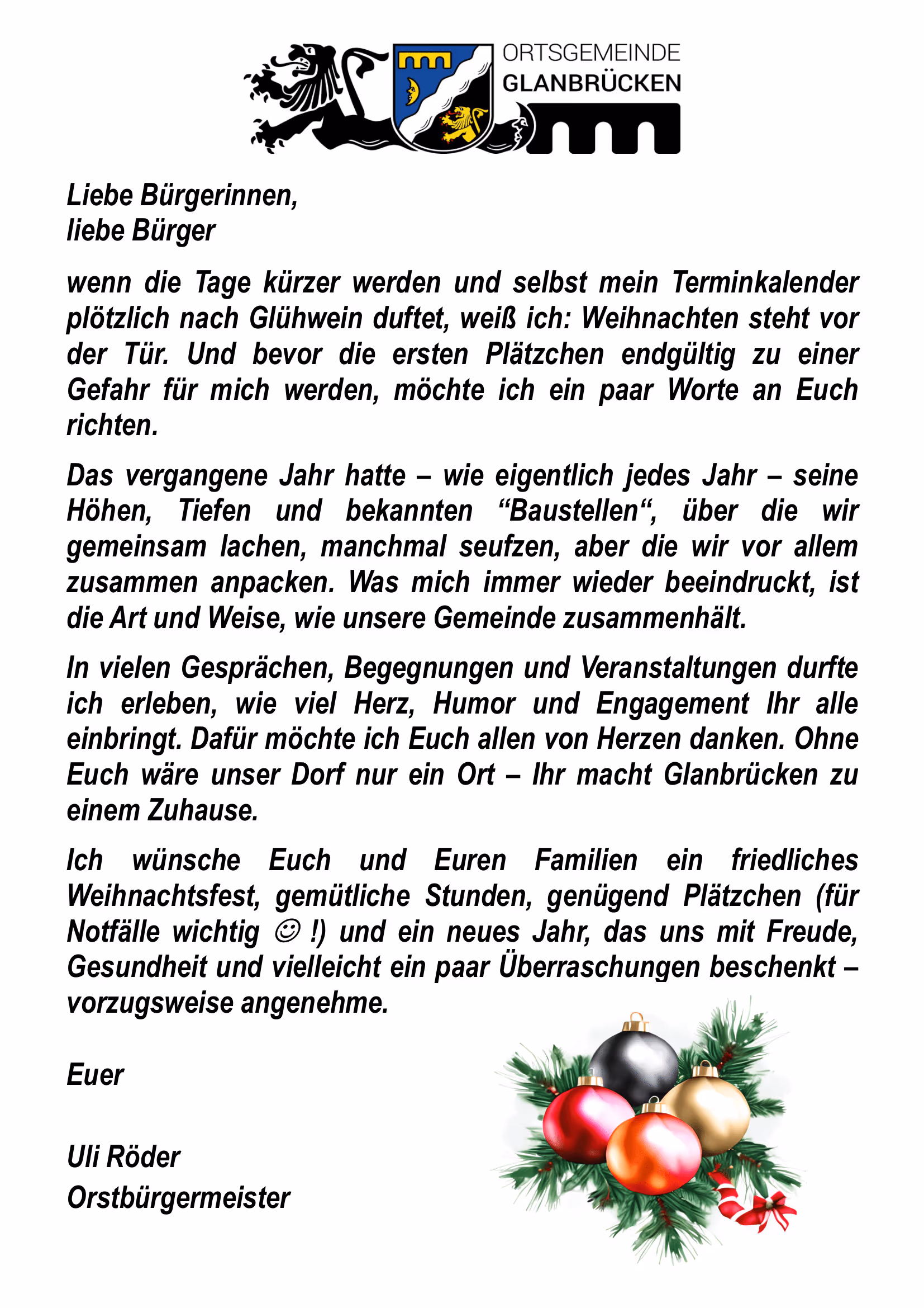 Weihnachts und Neujahrsgruß