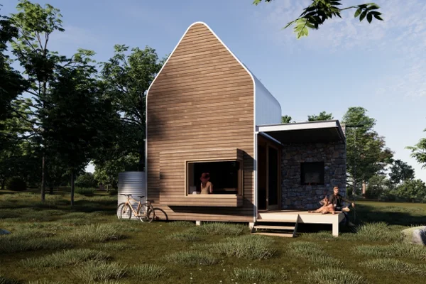 Stargazing Eco Cabin exterior — sustainable eco architecture by AO Design Studio, Southern Highlands