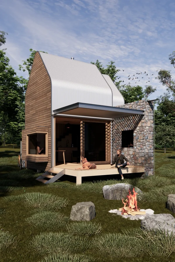 Stargazing Eco Cabin interior — eco-friendly design by AO Design Studio