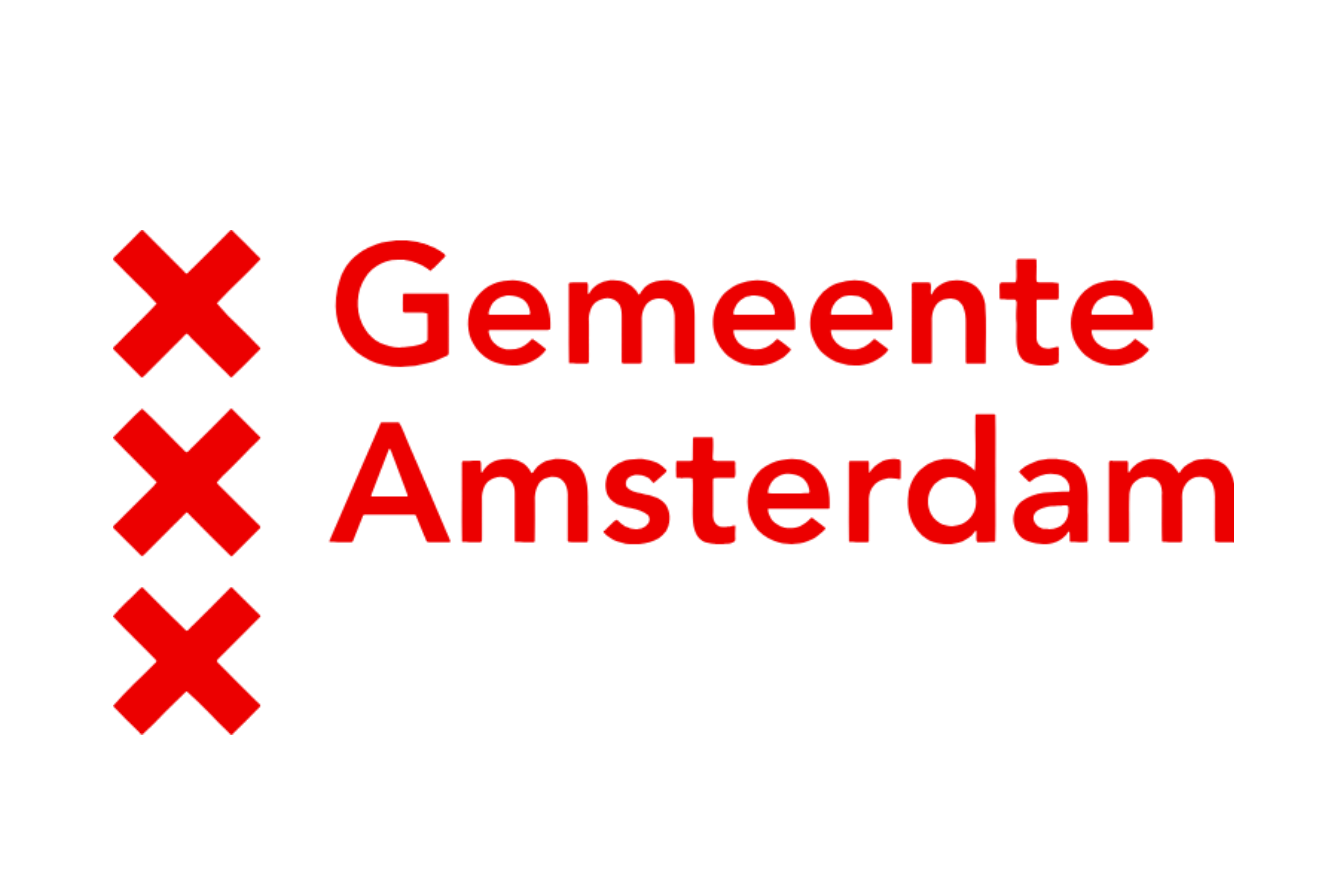 Logo van de Gemeente Amsterdam met drie rode kruisen naast de tekst.