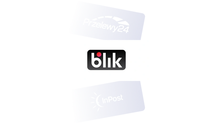 Logotypy Przelewy24, Blik, InPost