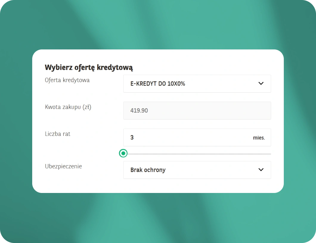 Widok formularza rat BNP Paribas