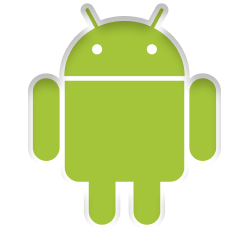Green Android robot logo with two antennas and rounded arms and legs.