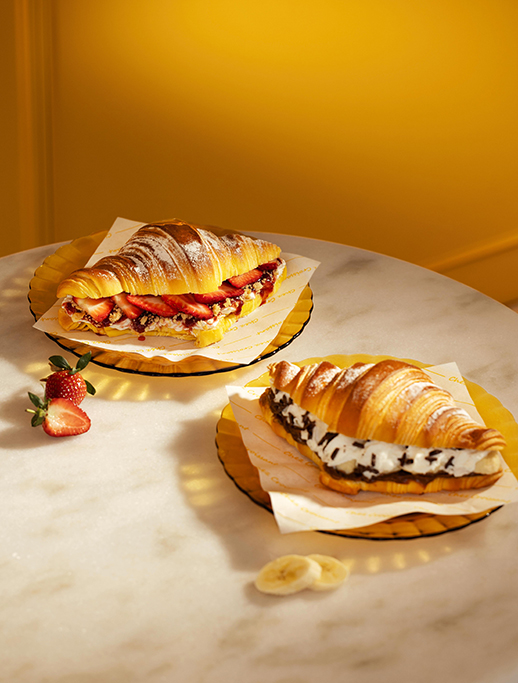 Croissant Cheesecake de Morango e Croissant Banoffee 