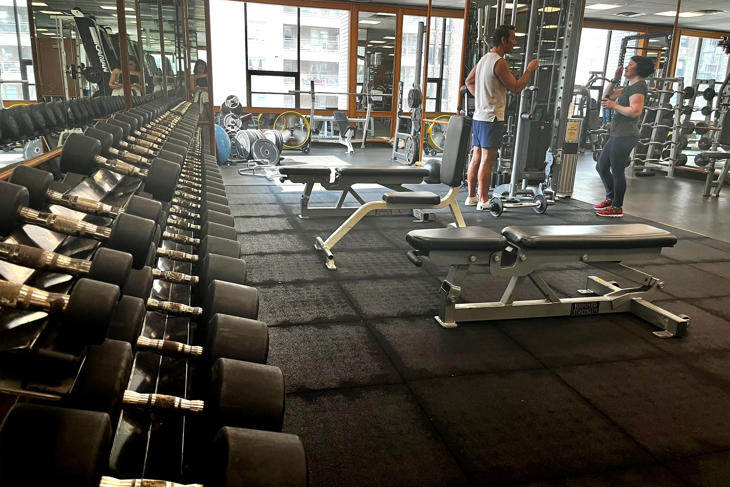 Free weights area at CompleteBody Midtown East gym in New York City