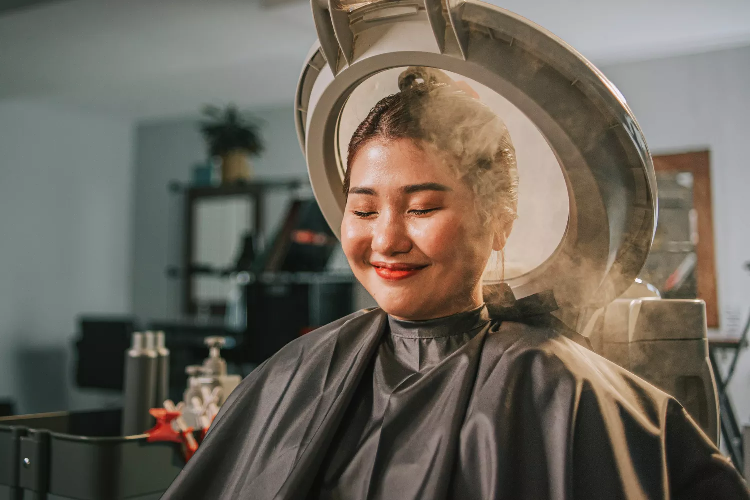 Woman getting a scalp treatment