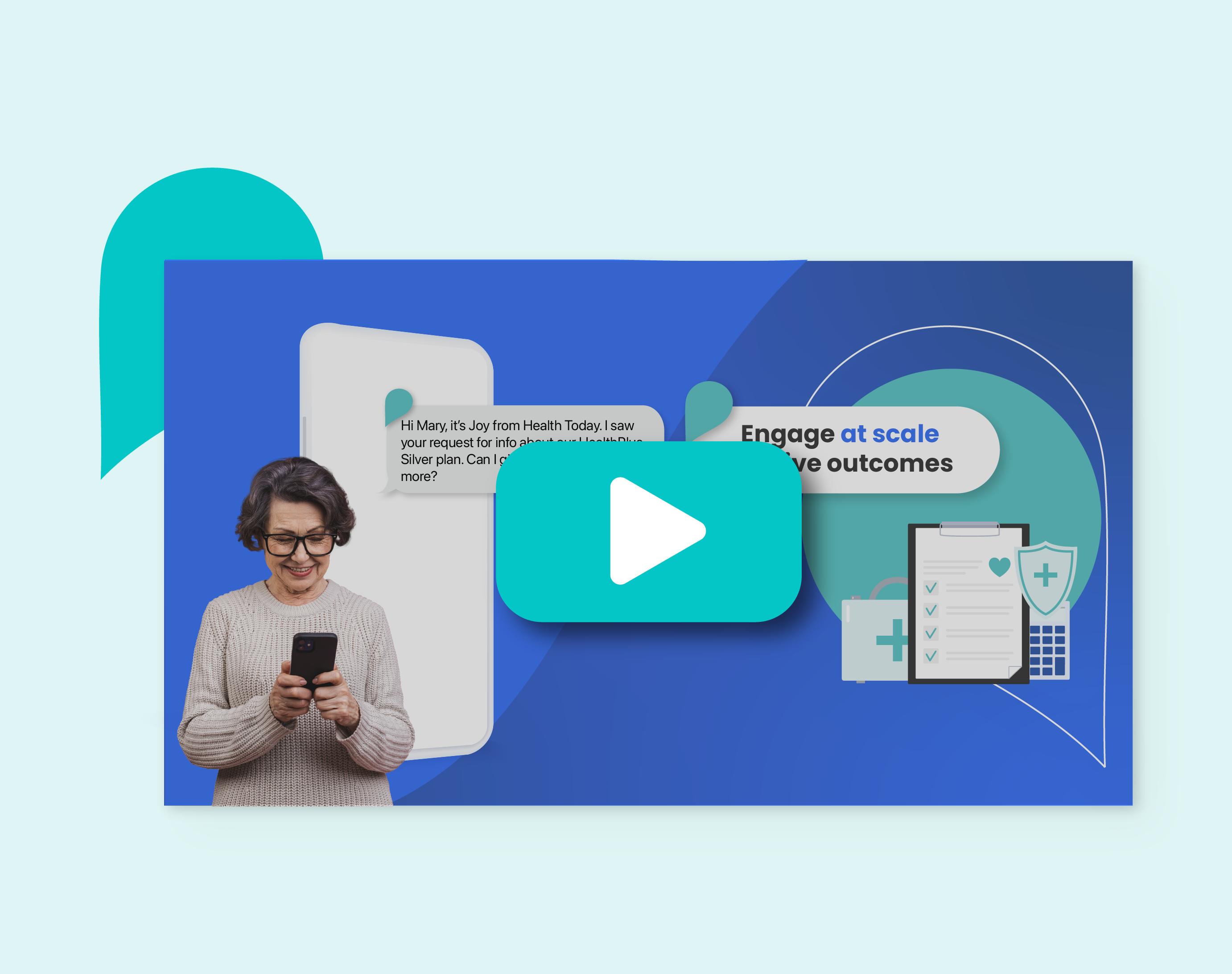 A preview thumbnail with a play button for the Drips Conversations as a Service overview video for health plans and brokers.