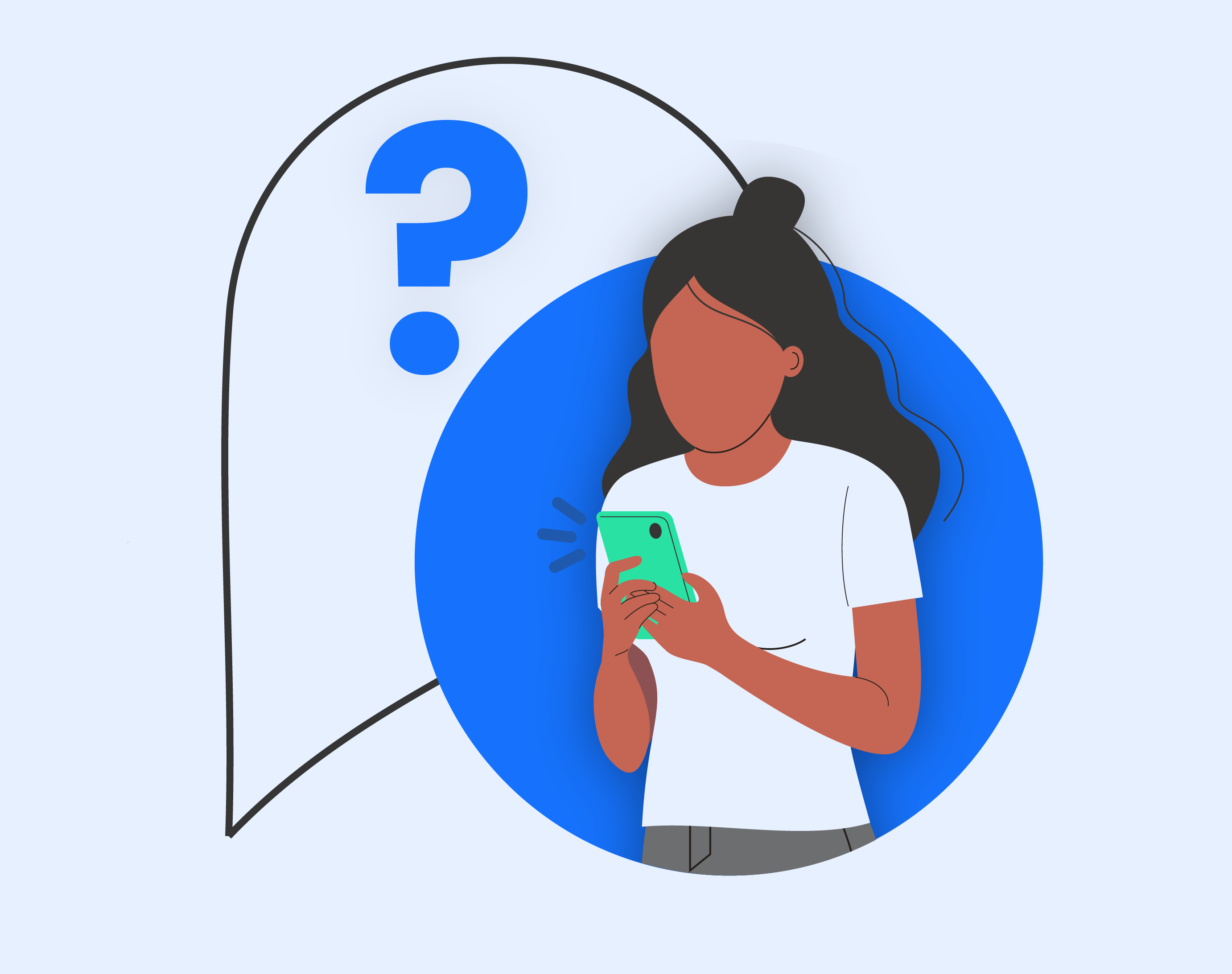 Graphic showing a consumer using a smartphone to interact with a Medicare broker during AEP.