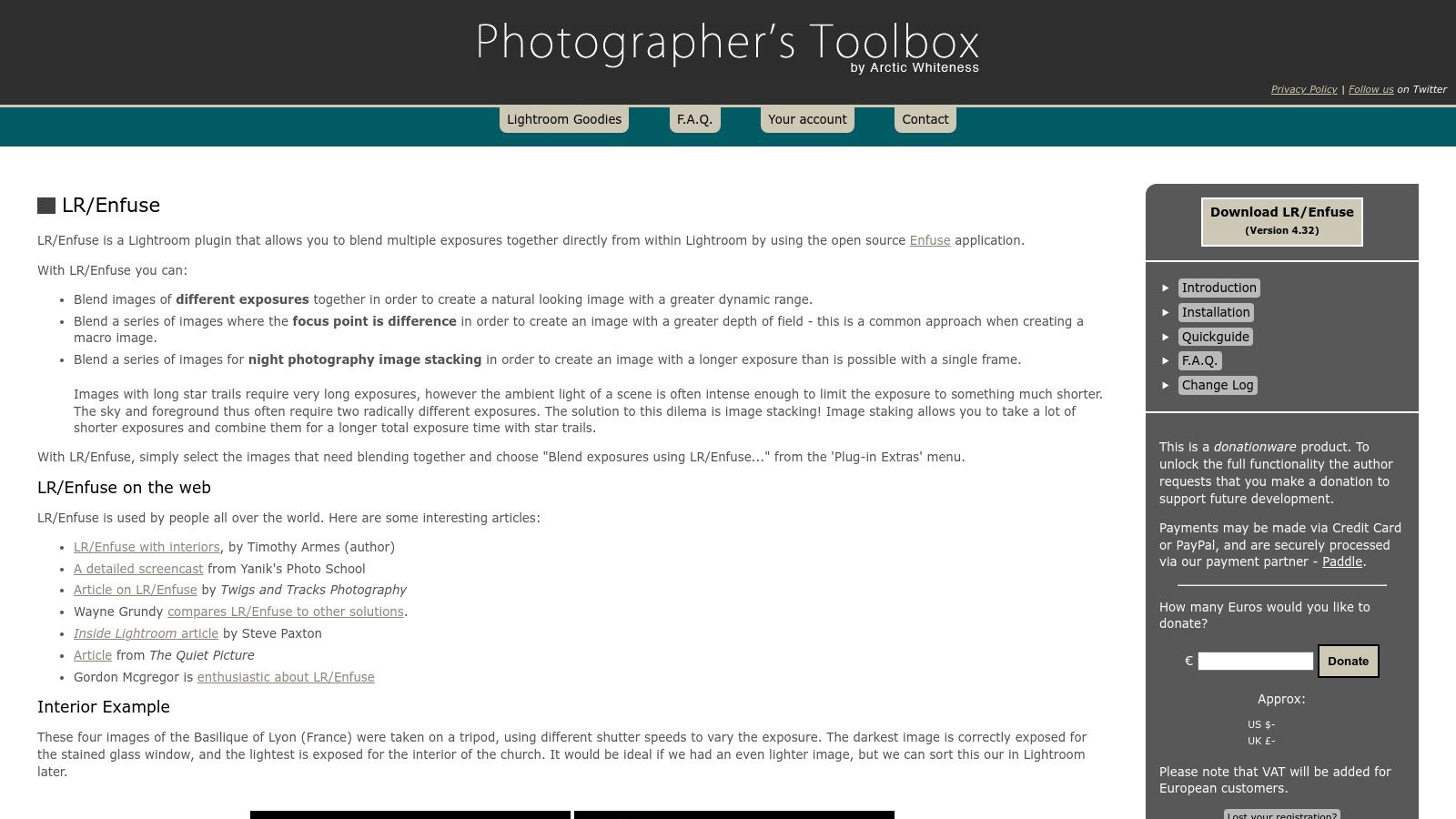 LR/Enfuse (Lightroom Classic plug‑in)