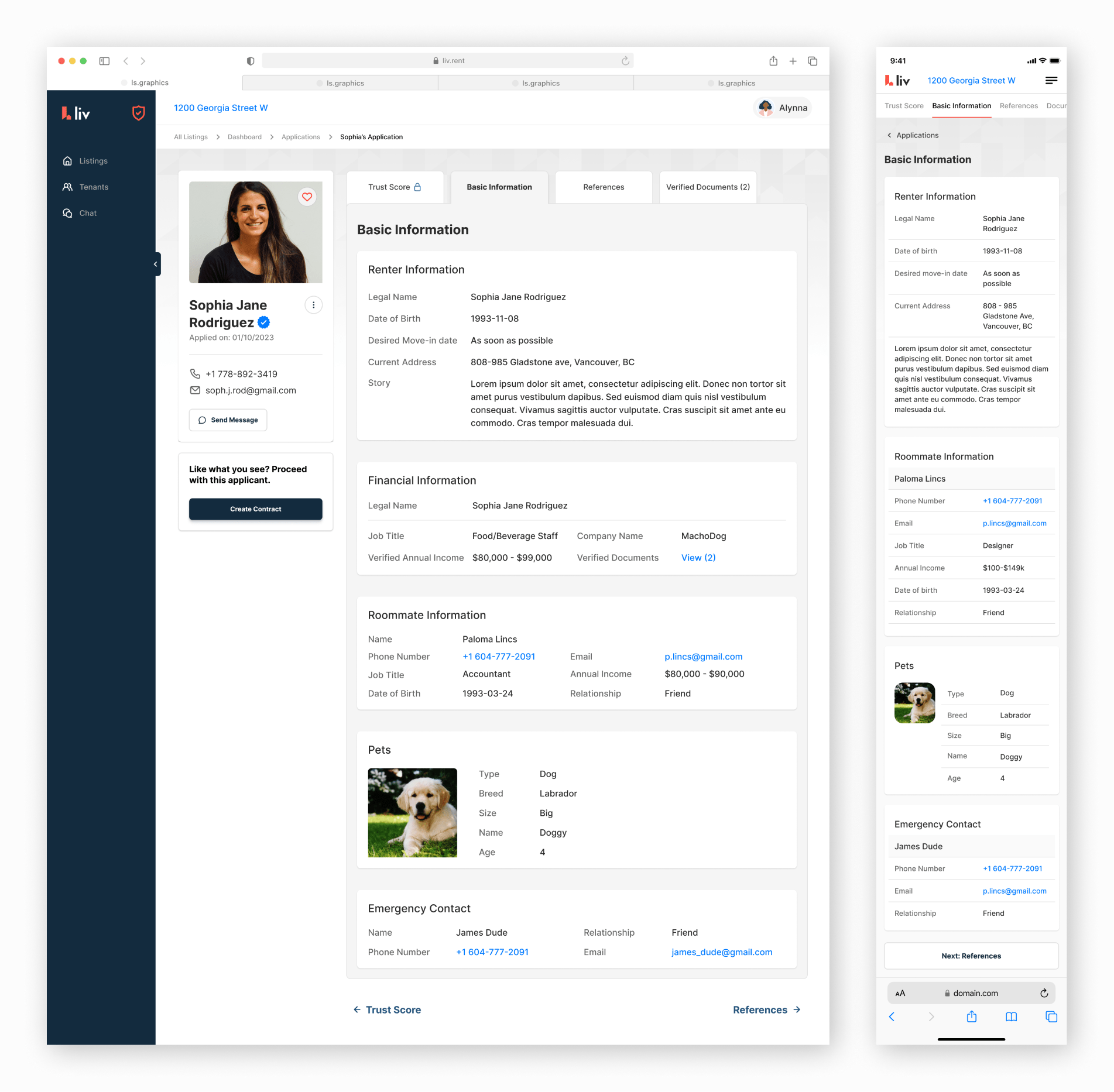 Desktop and mobile designs are side by side