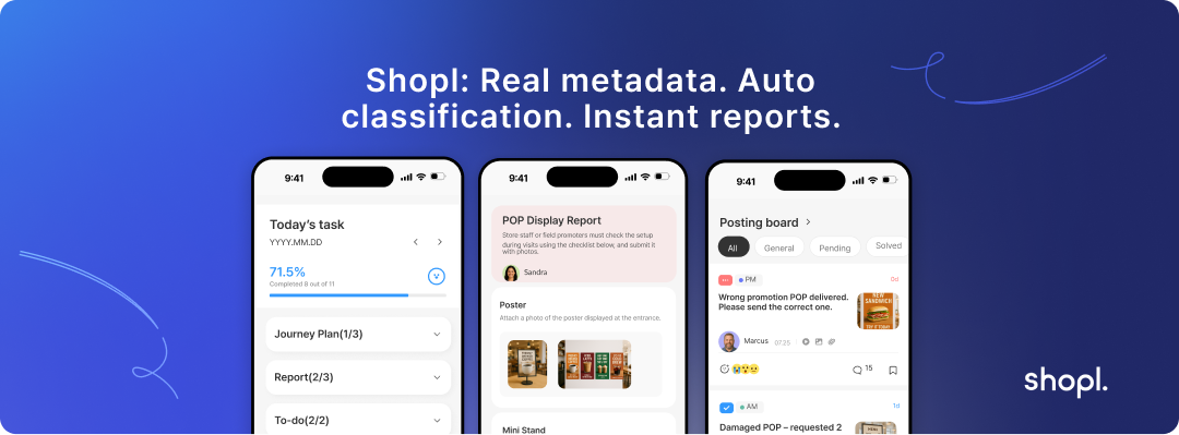 Shopl: Real metadata. Auto classification. Instant reports.