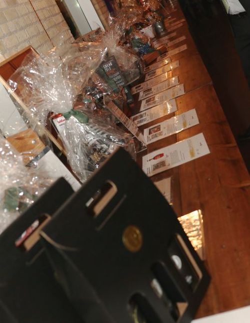 Photo of the silent auction table at the 2023 gala