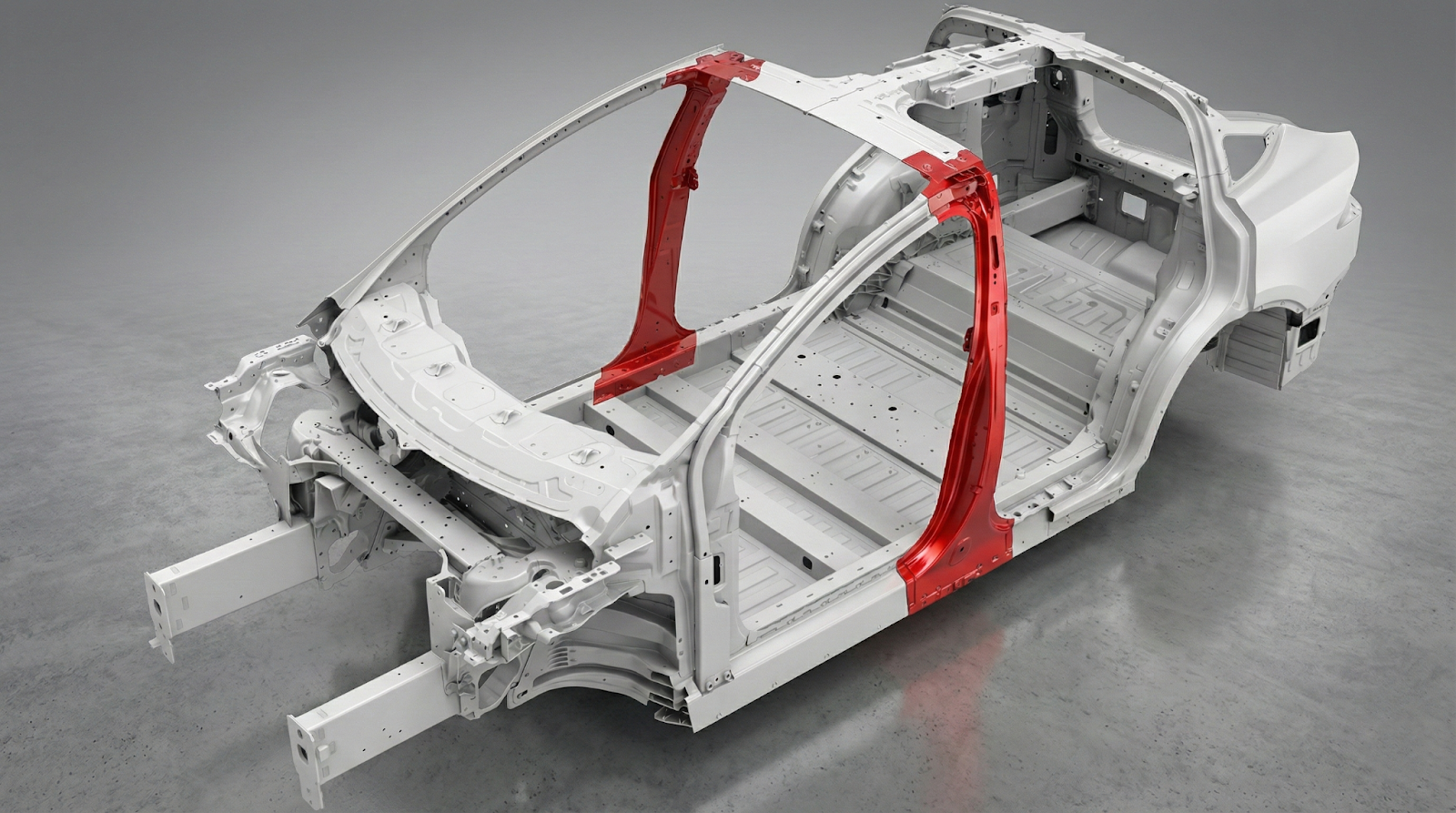 Automotive B-pillar hybrid structure