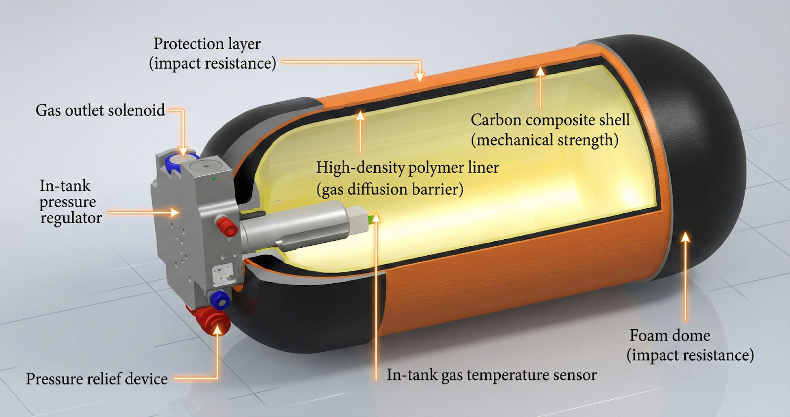 Type IV COPV cross-section and interface detail
