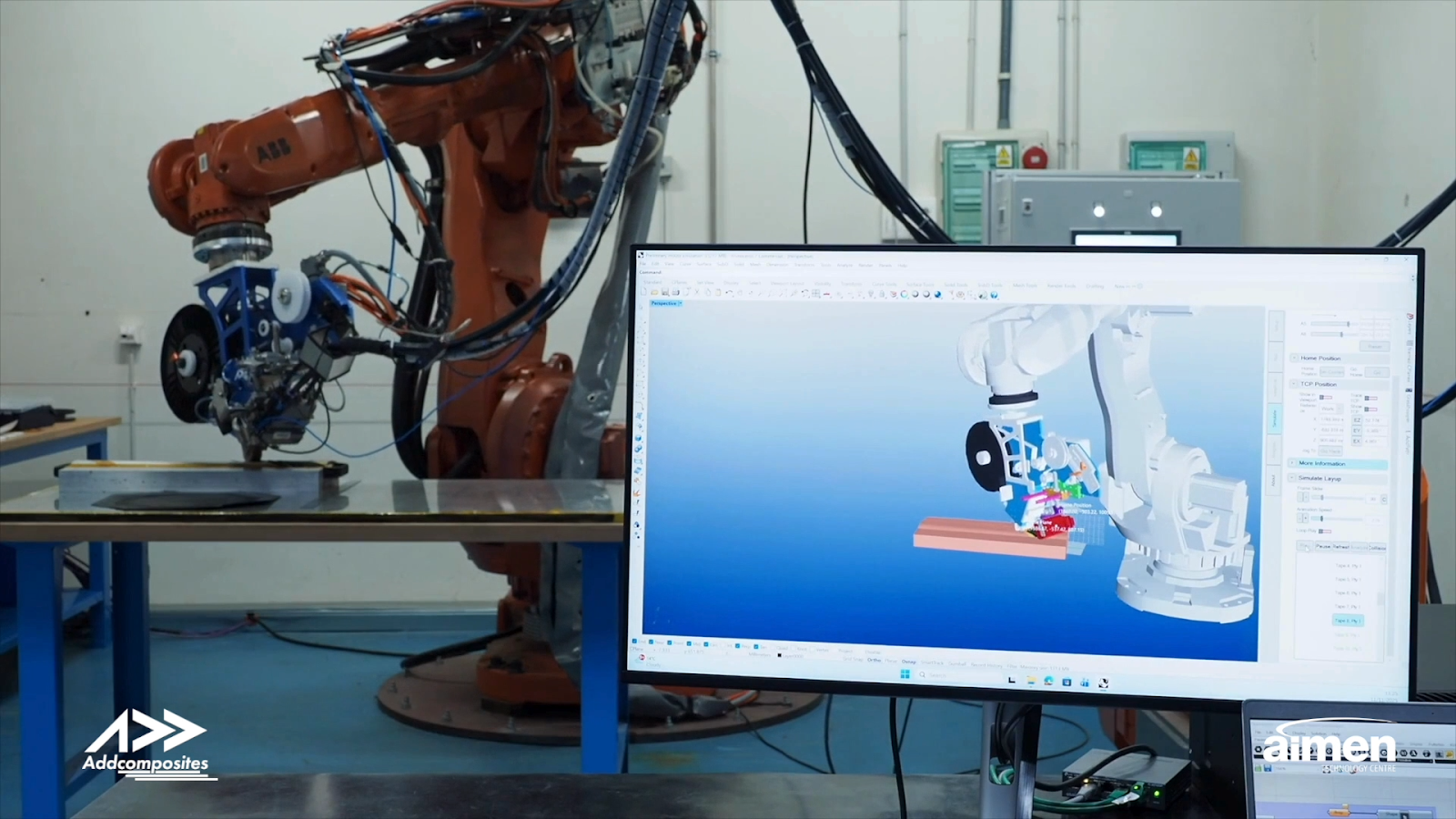 The physical AFP cell and its AddPath digital twin