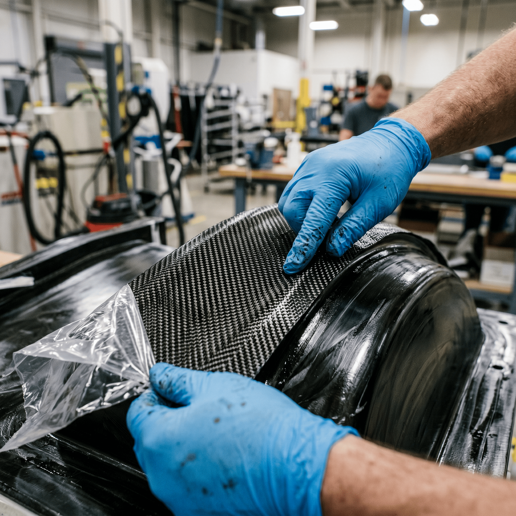 Manual prepreg layup on a curved mold tool
