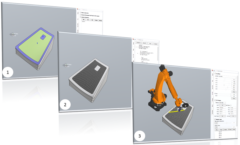 AddPath workflow: geometry, tow-path planning, robot simulation