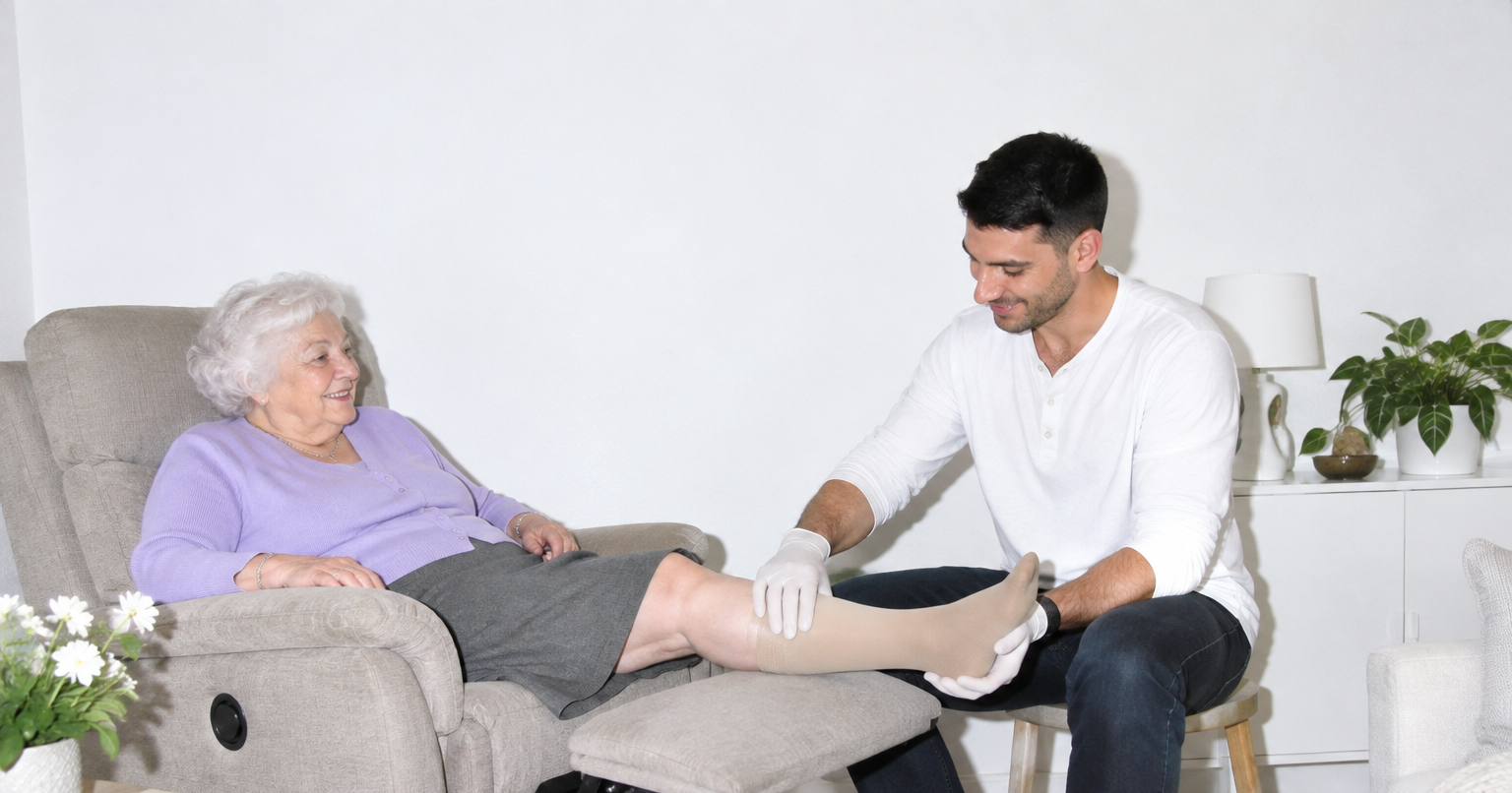 Bas de contention et compression veineuse : pose, surveillance et cotation IDEL