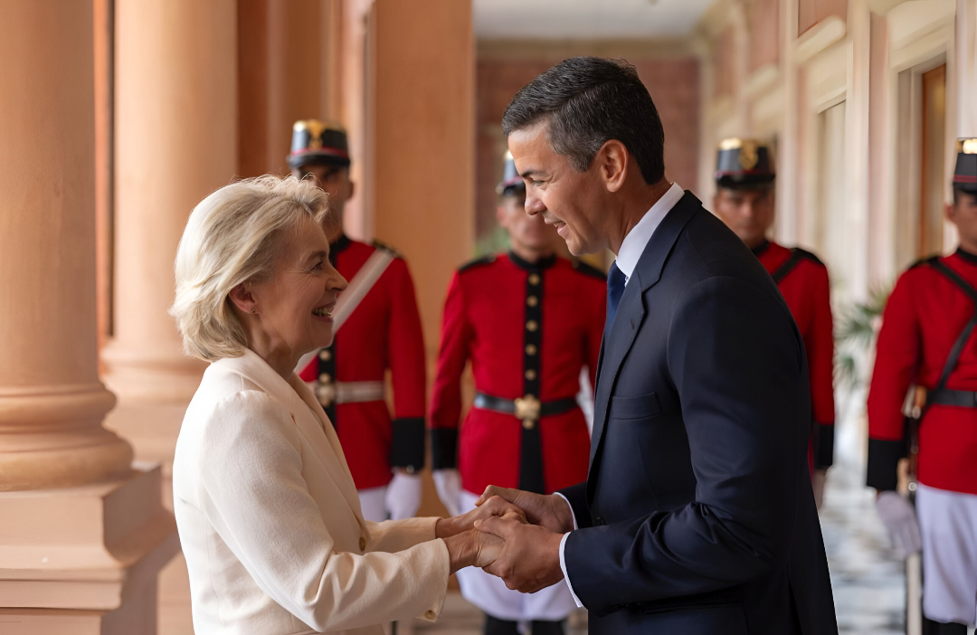 Santiago Peña recibió a Ursula von der Leyen en Asunción