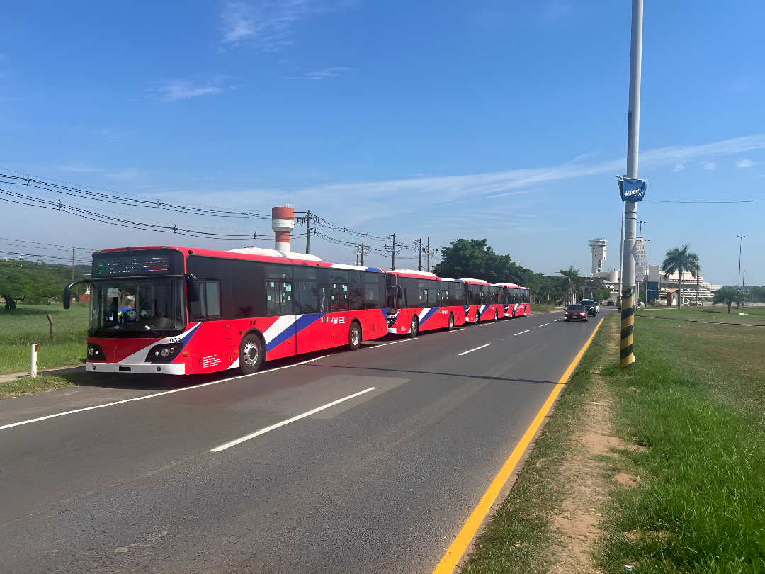 Nueva línea de buses eléctricos conecta el Puerto de Asunción con el Aeropuerto Silvio Pettirossi