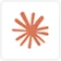 Abstract orange starburst shape with rounded points on a white background.