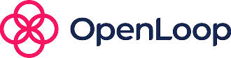OpenLoop company logo featuring a stylized red loop symbol to the left of the word 'OpenLoop' in dark blue text.