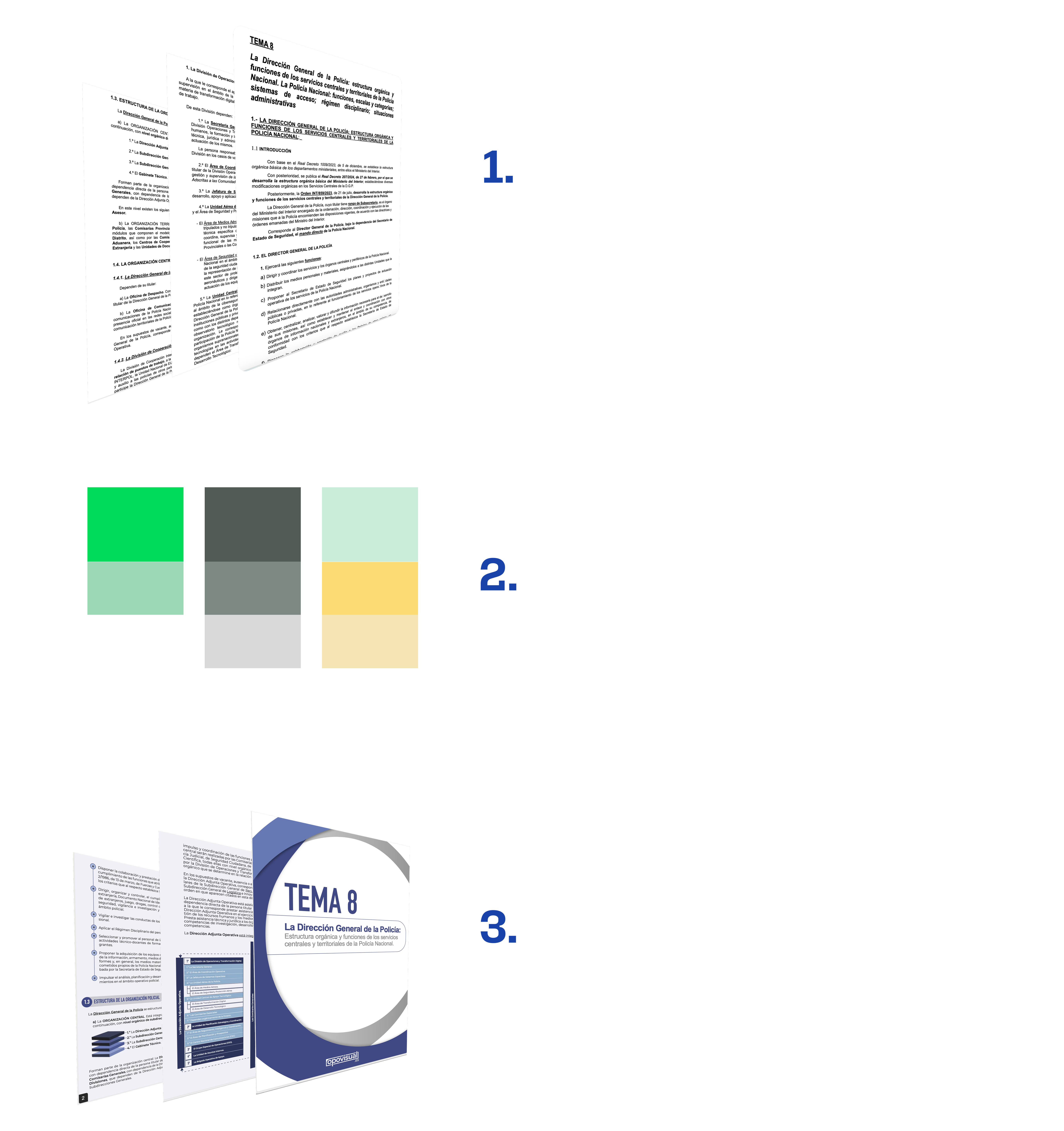 ejemplo del branding personalizado que crearemos para tu academia. Una vez creado, pasaremos a trabajar sobre el propio temario, respetando contenidos y entregándote un temario profesionalmente maquetado para tu academia de oposiciones