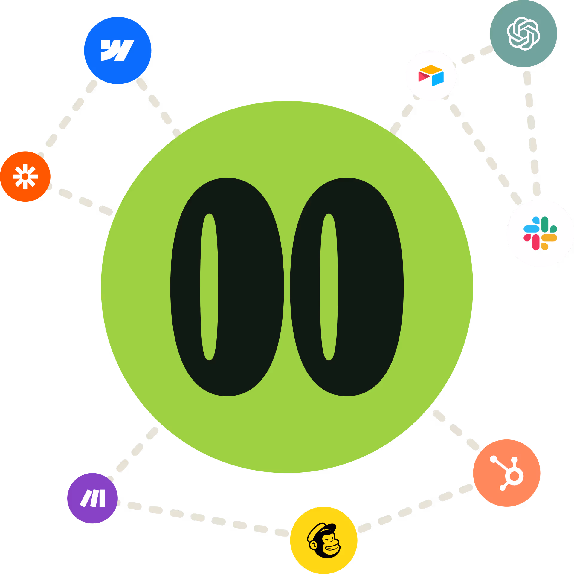 Illustratie met groot “00” en verbonden icoontjes rond optimalisatie.