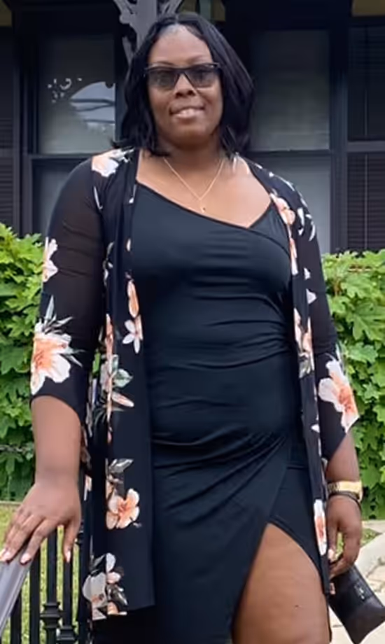 Woman smiling proudly