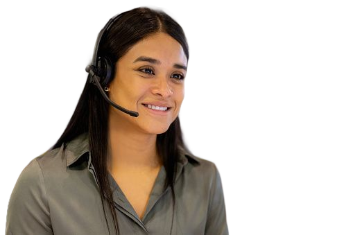 Smiling support specialist wearing a headset