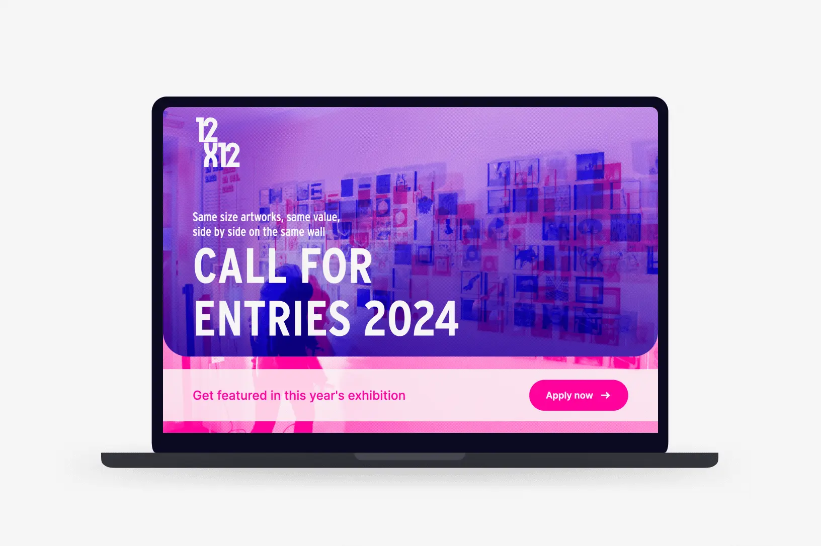 Computer screen of 12x12 website