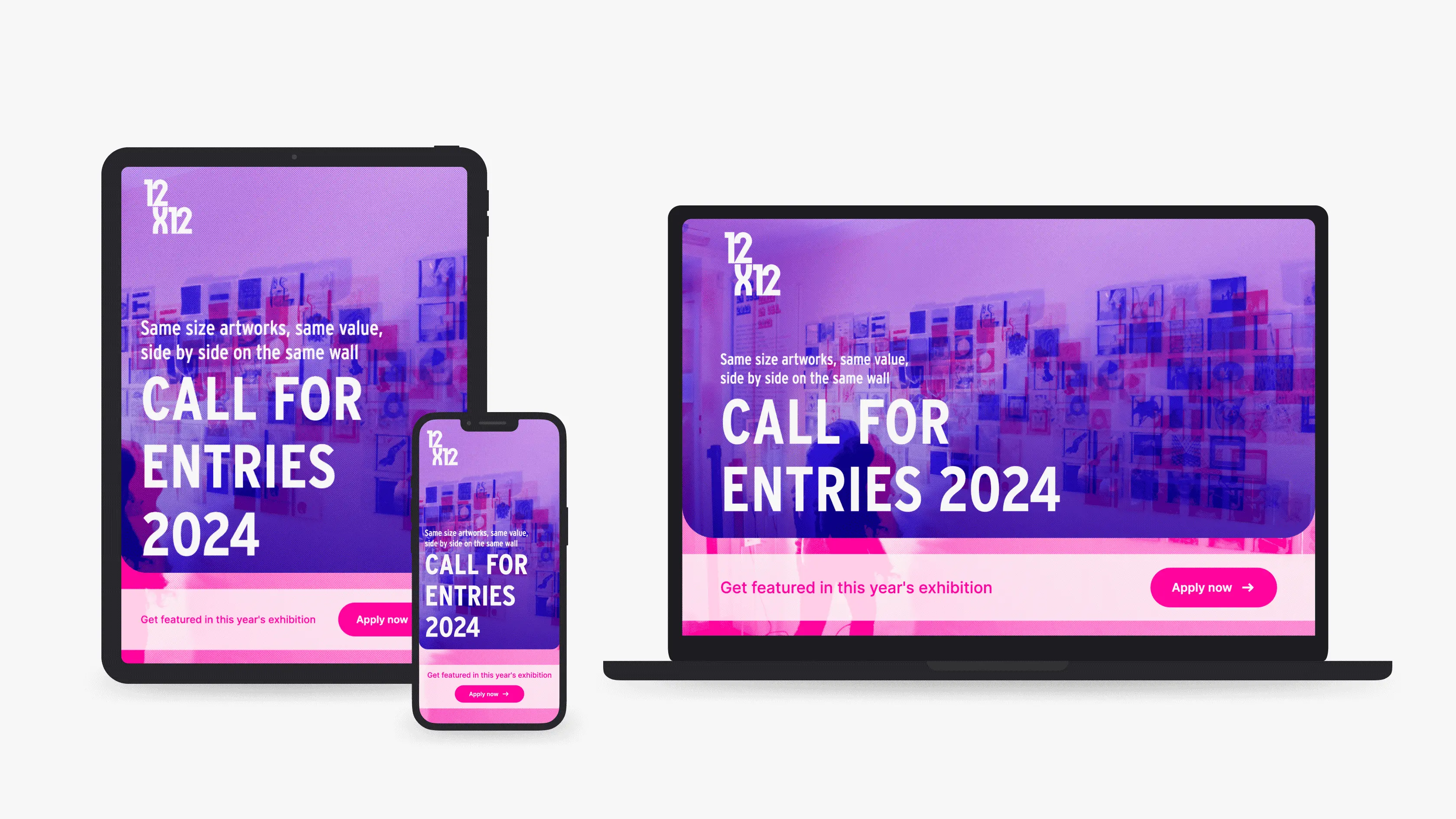 iphone, ipad, desktop view of 12x12 website
