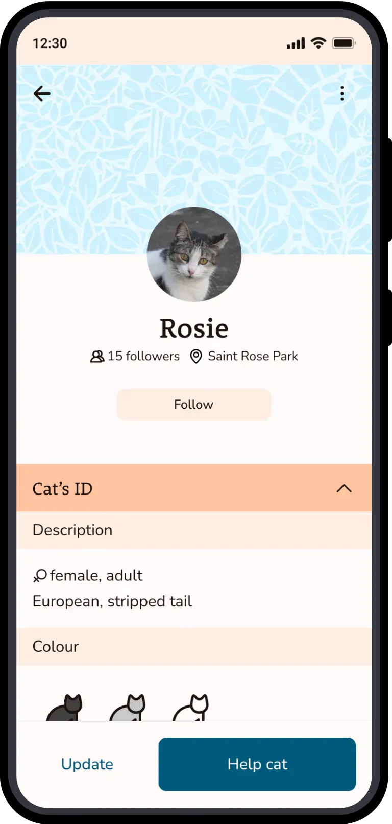 Rosie the cat ID page