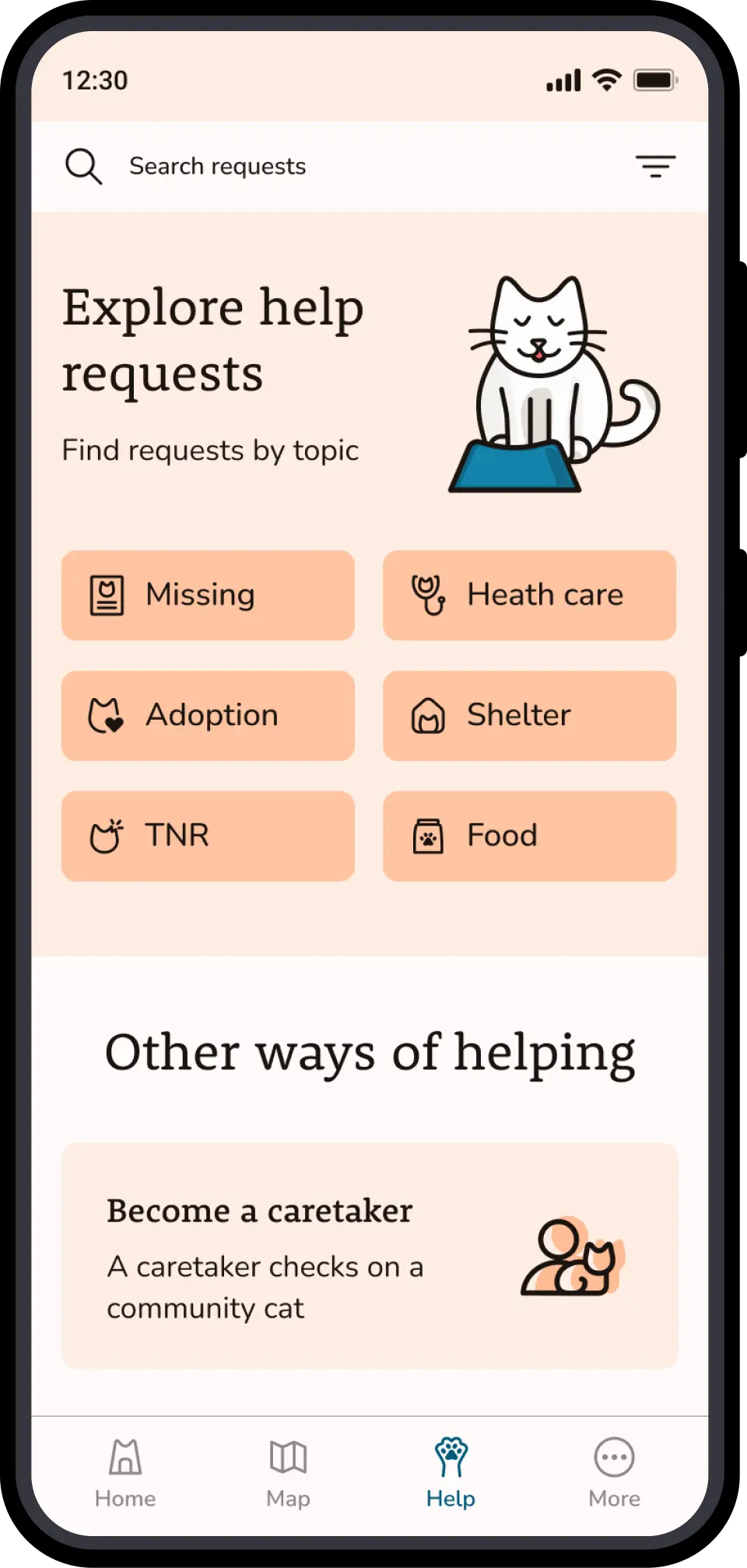 Help page strays app