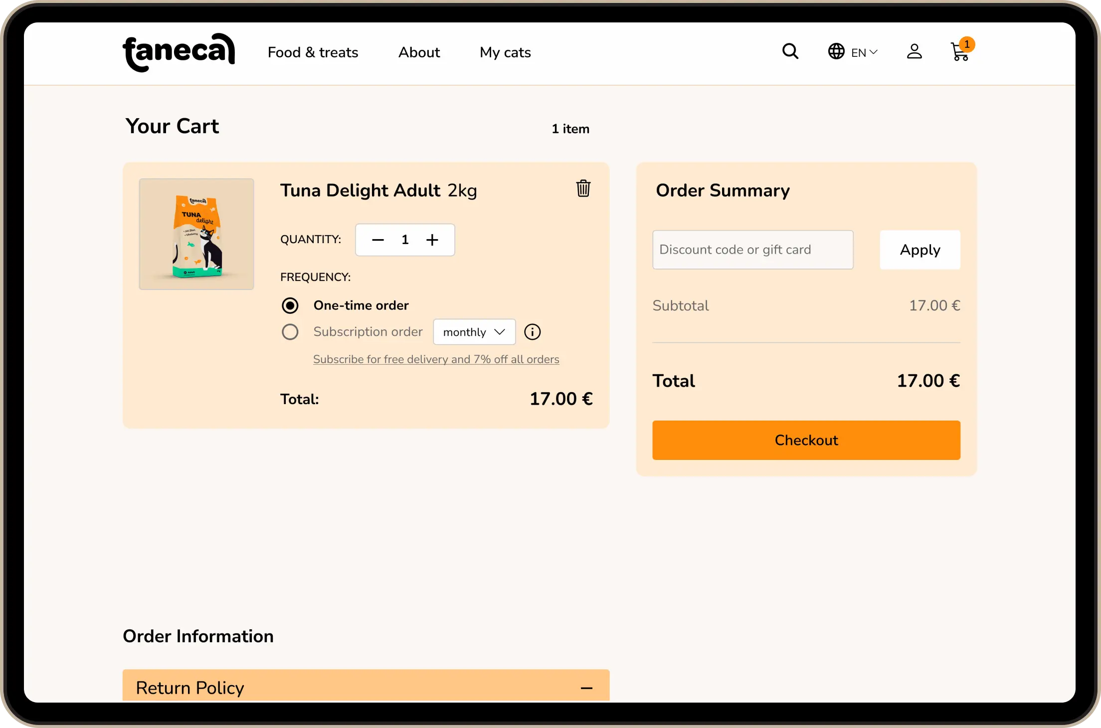 cart page