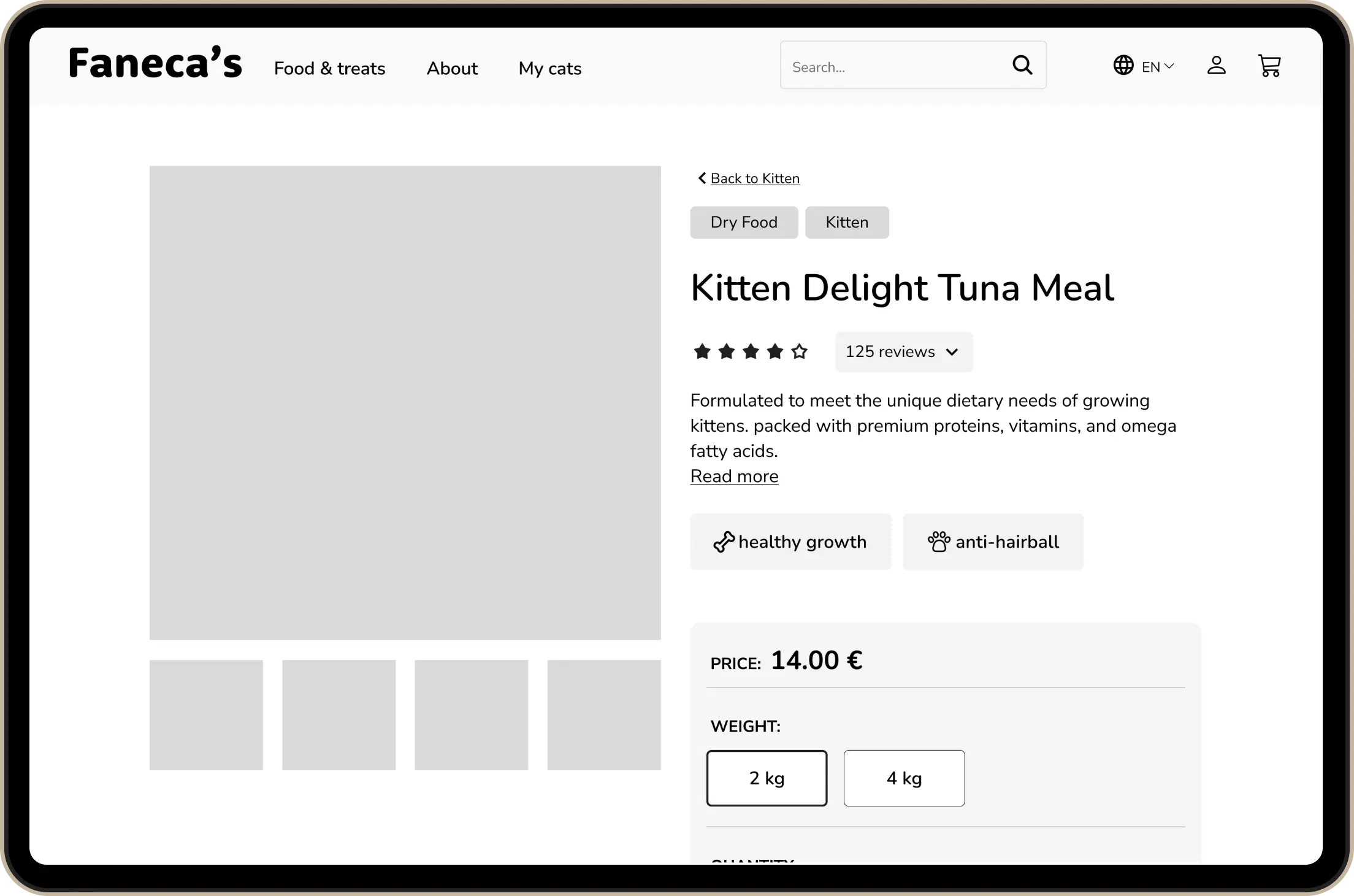 product page wireframe