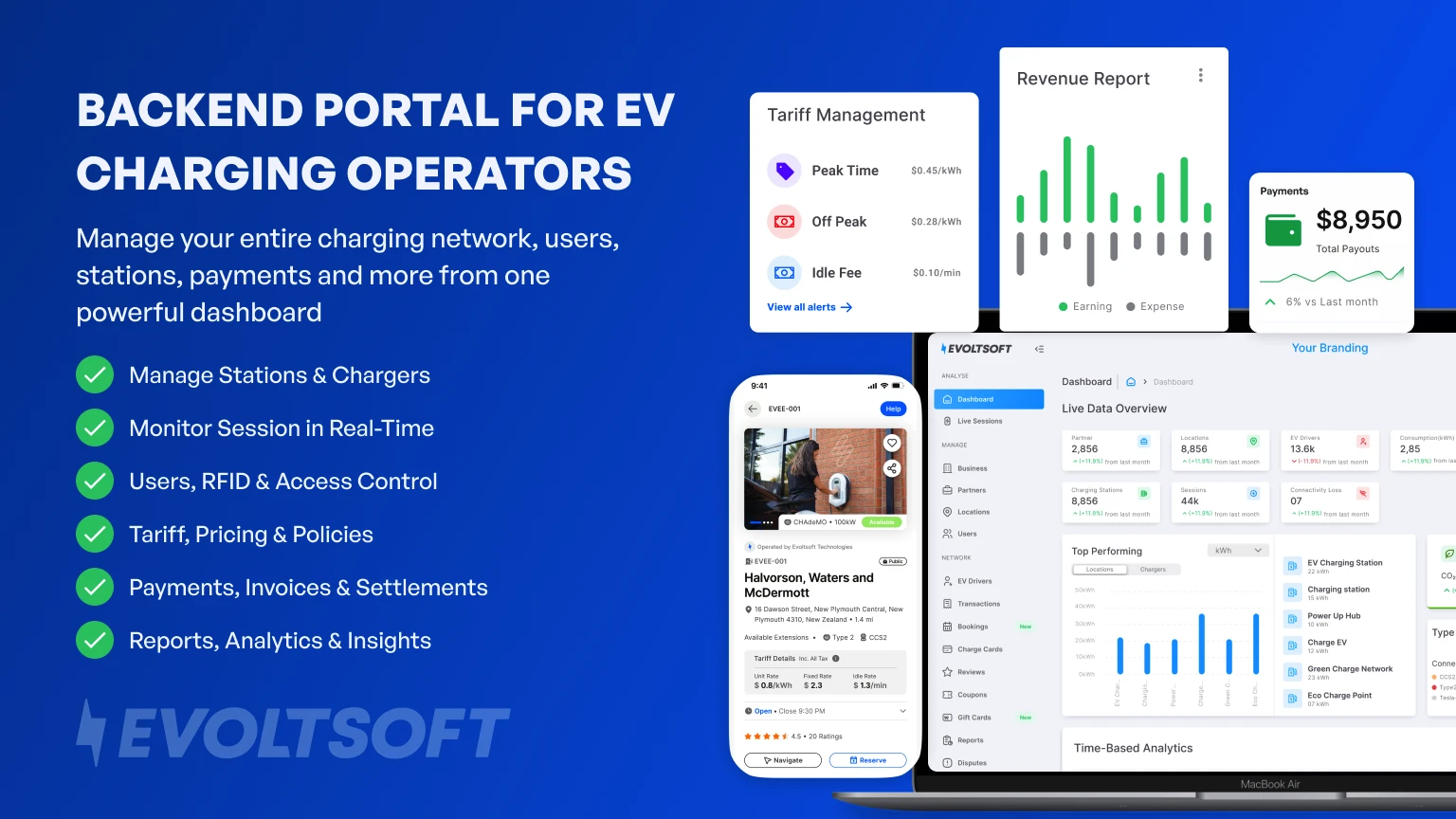 Backend Portal for EV Charging Operators | Evoltsoft