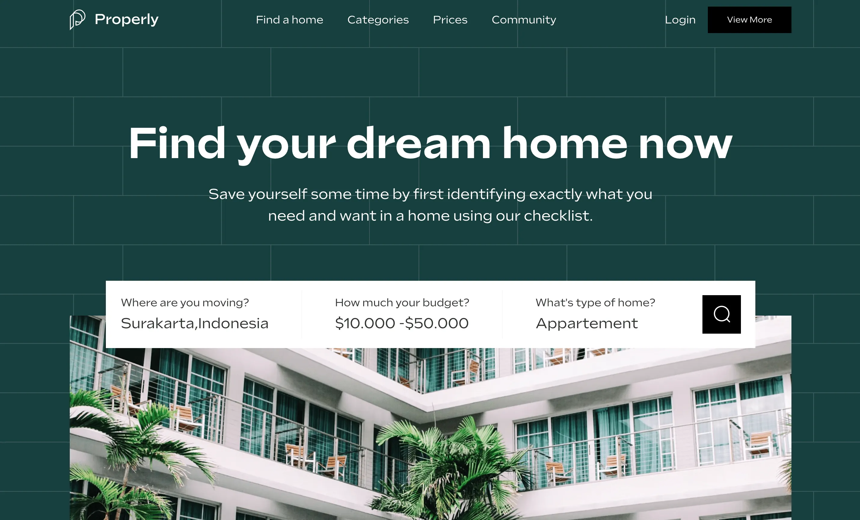 A homepage for a real estate agent.