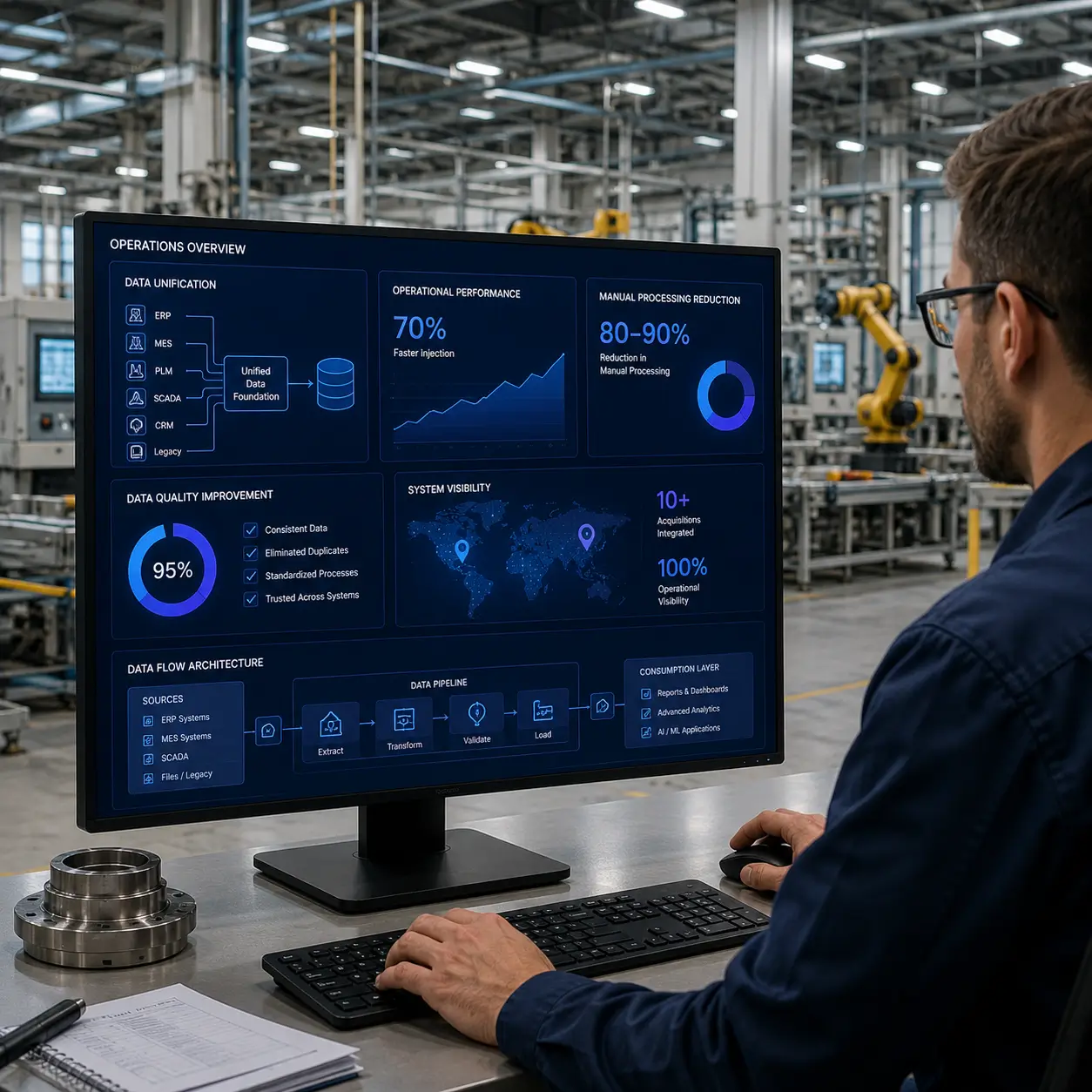 U.S. Industrial Manufacturer Achieves Unified Operational Visibility Resulting in an 80–90% Reduction in Manual Processing