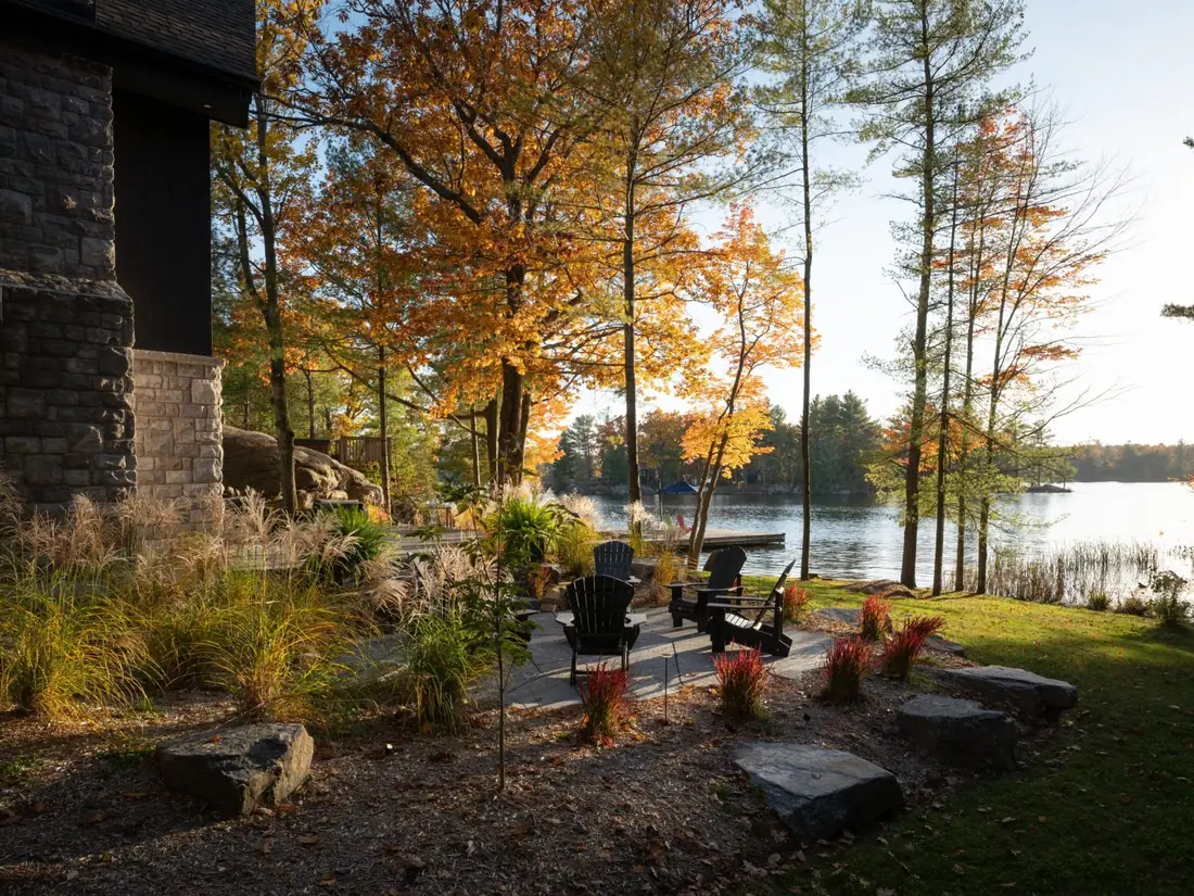 Lakefront fire pit terrace