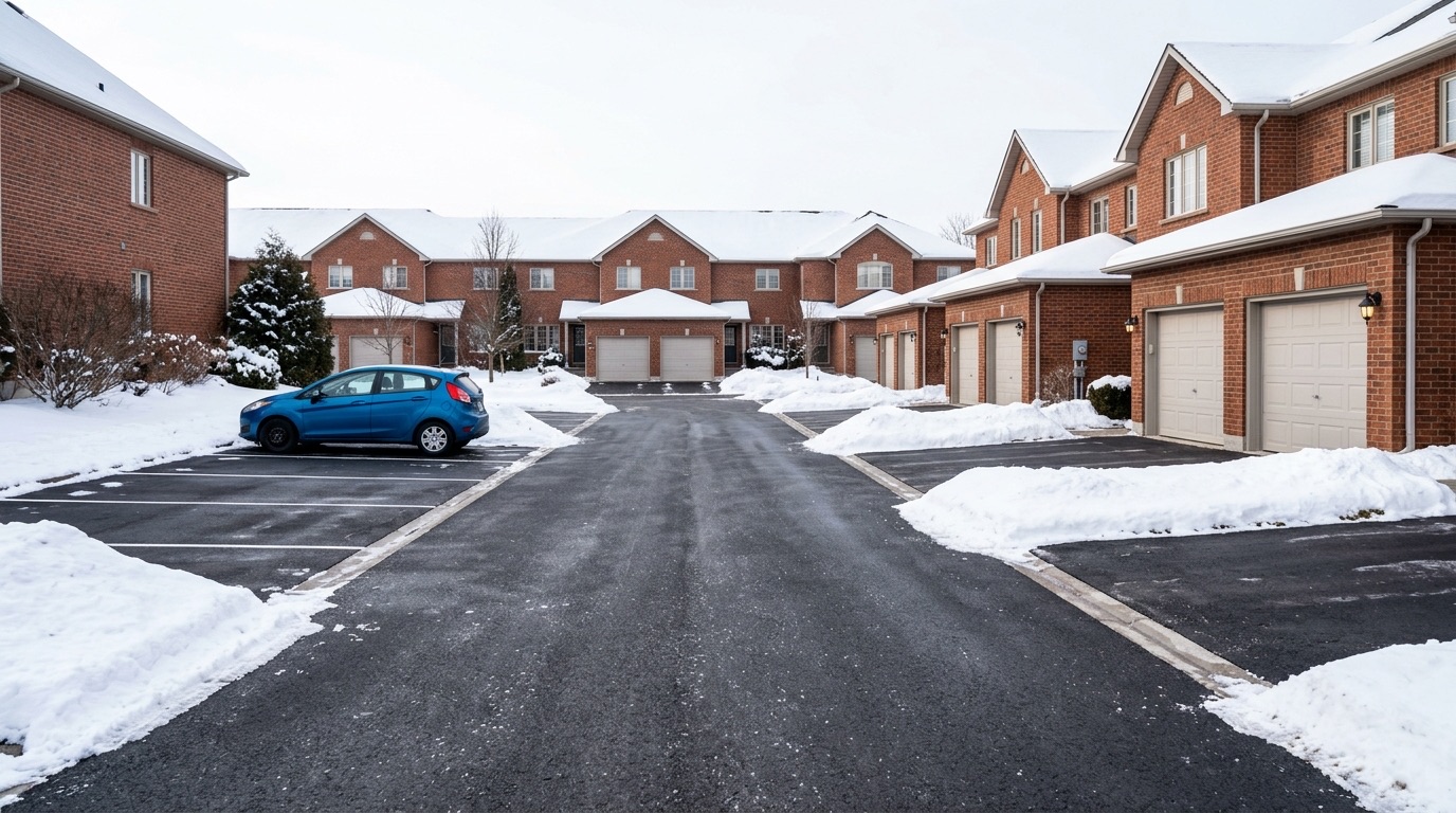 Condominium visitor parking and unit driveways cleared without windrows