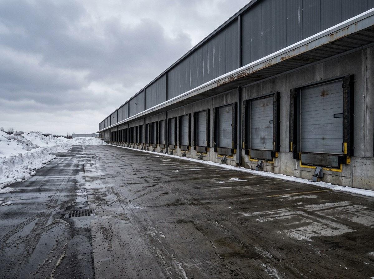 Row of loading dock bays with the apron cleared