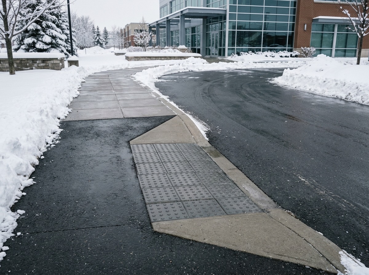 Dropped kerb and crossing point cleared with no snow ridge
