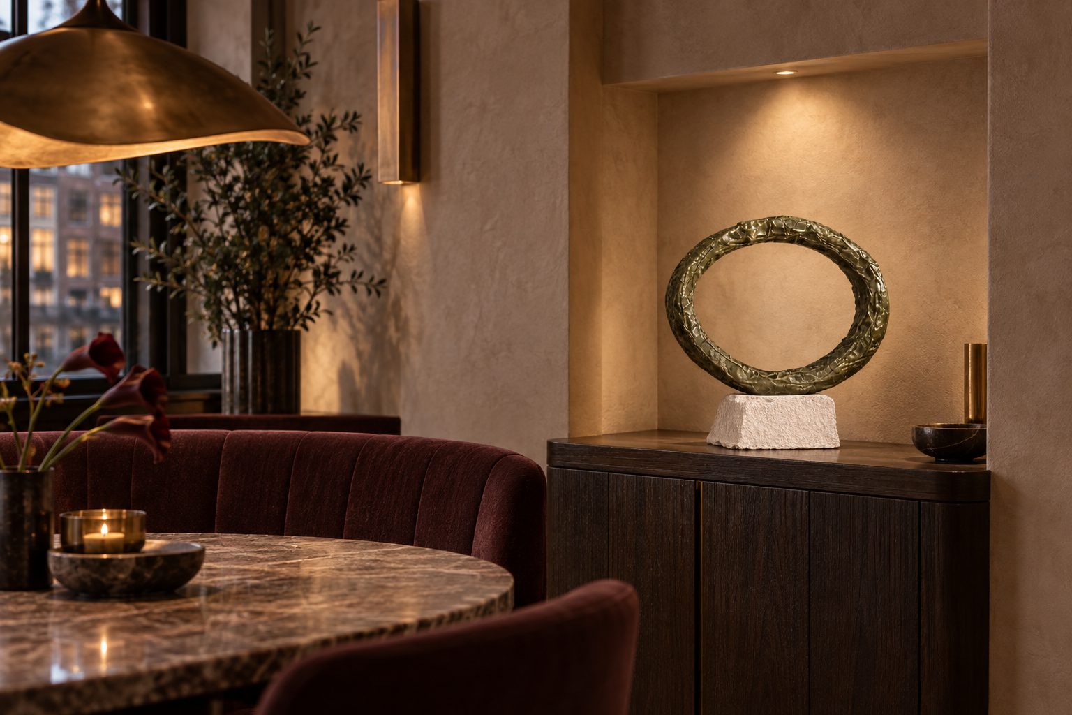 Continuum shown in a warm, material-rich hospitality interior