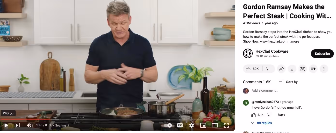 HexClad video with Gordon Ramsay